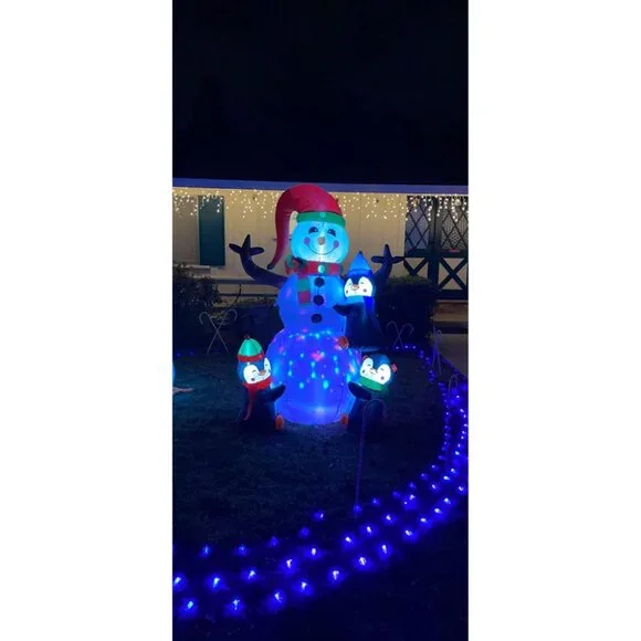 🆕6FT Christmas Inflatable Snowman with PenguinLED Lights Outdoor Decoration